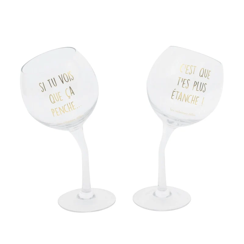 COFFRET 2 VERRES PENCHES DORES