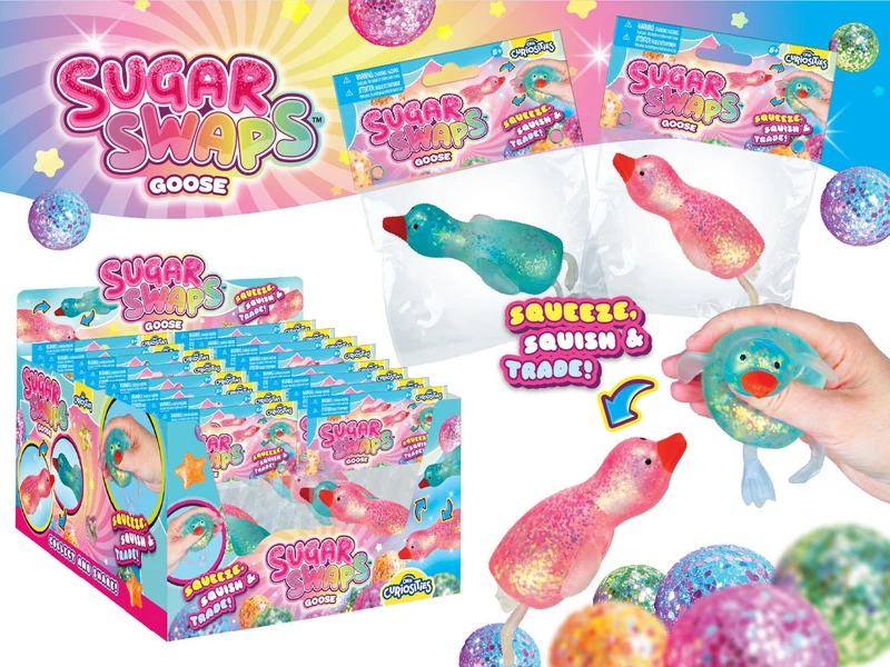 Single ORB Sugar Swaps Goose Glitter Sensory Squish Toy 3-Inch