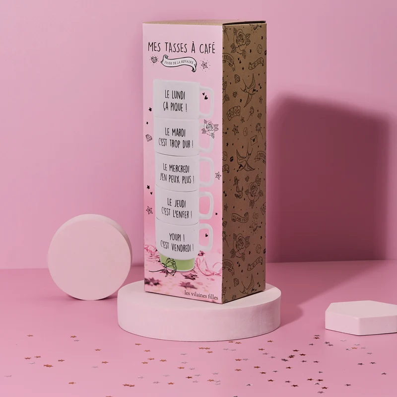 COFFRET DE 5 TASSES À CAFÉ SEMAINE