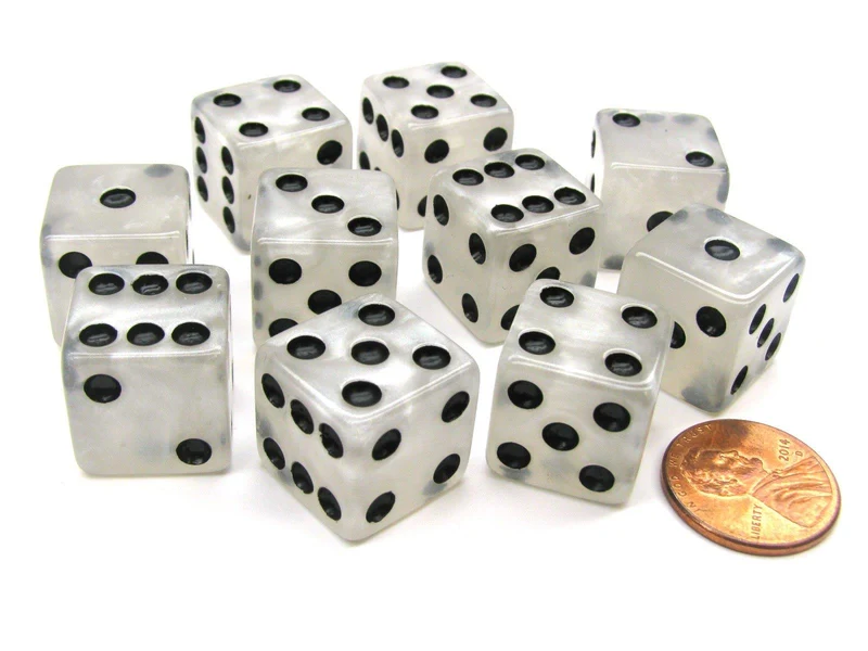 Marbleized Dice - Dés marbrés 16mm (White/Blancs)