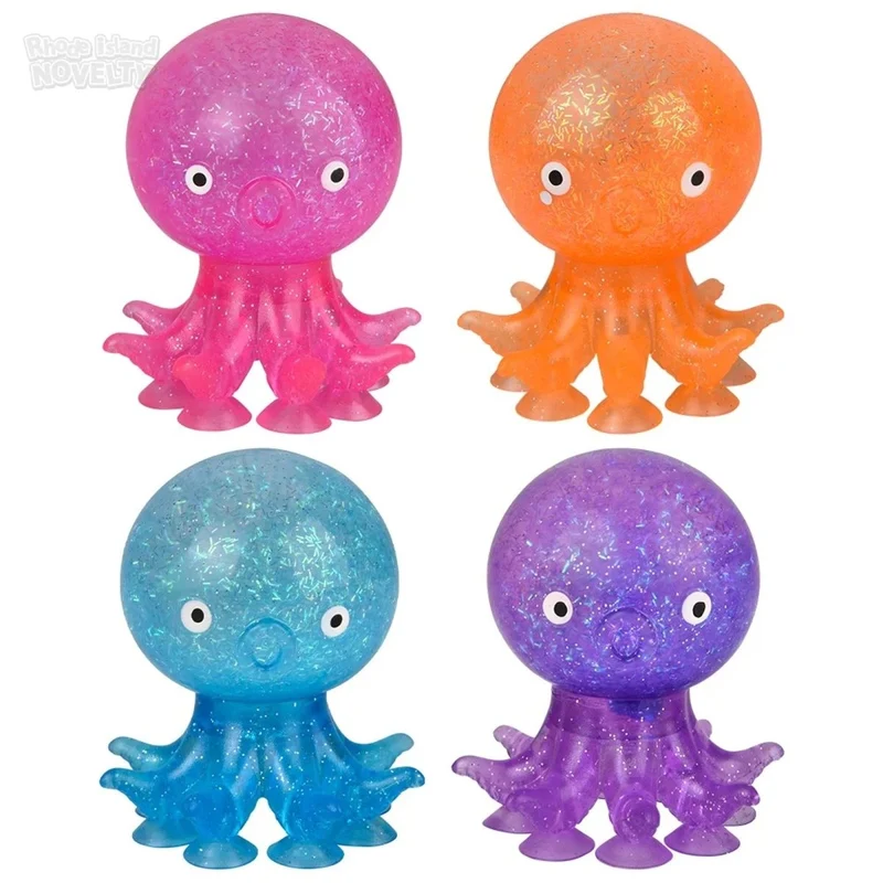 Water Filled Suction Squeezy Octopus, 3.5 Inches, Assortment, 1 Count