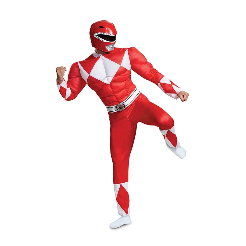 Red Ranger Muscle Costume for Adults, Power Rangers