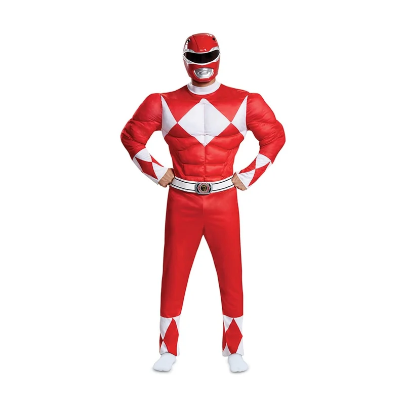 Red Ranger Muscle Costume for Adults, Power Rangers