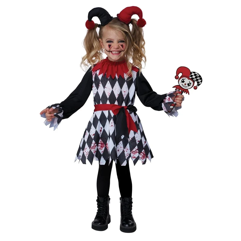 Lil Harlequin Jester Costume for Toddlers, Dress and Headband