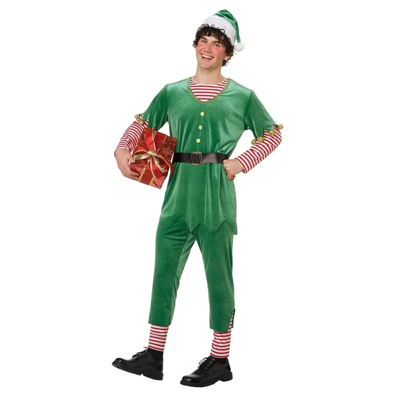 Joyful Christmas Elf Costume for Adults, Tunic, Pants and Hat