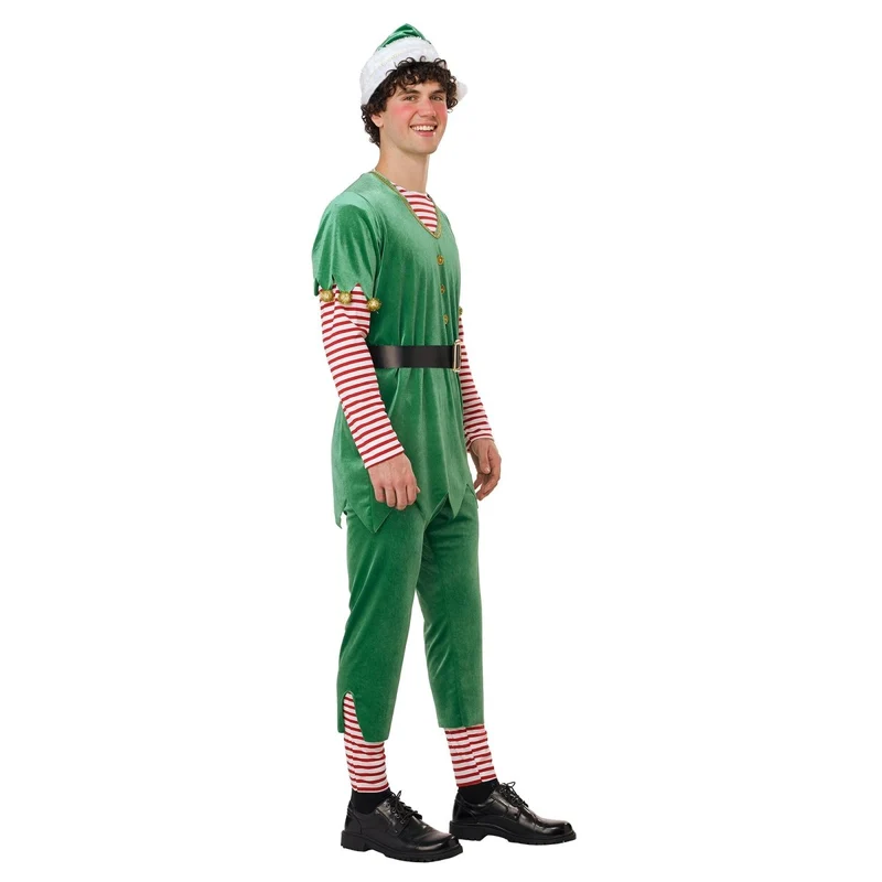 Joyful Christmas Elf Costume for Adults, Tunic, Pants and Hat