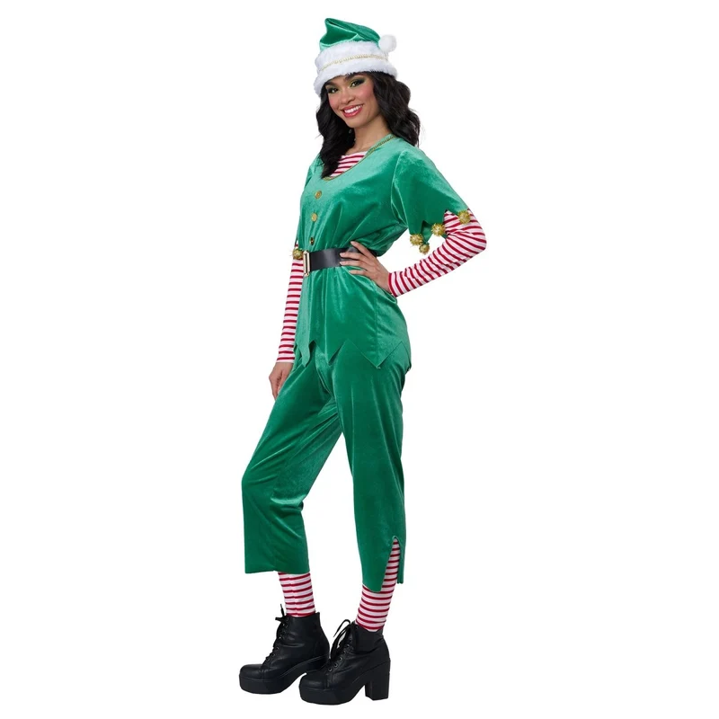 Joyful Christmas Elf Costume for Adults, Tunic, Pants and Hat
