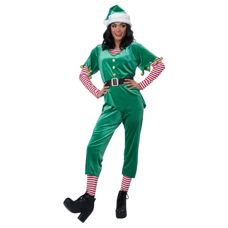 Joyful Christmas Elf Costume for Adults, Tunic, Pants and Hat
