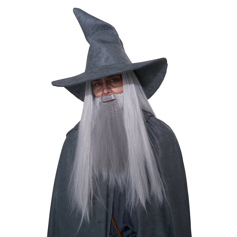 Wandering Wizard Costume for Adults, Robe, Cape, Hat, Beard and Wig