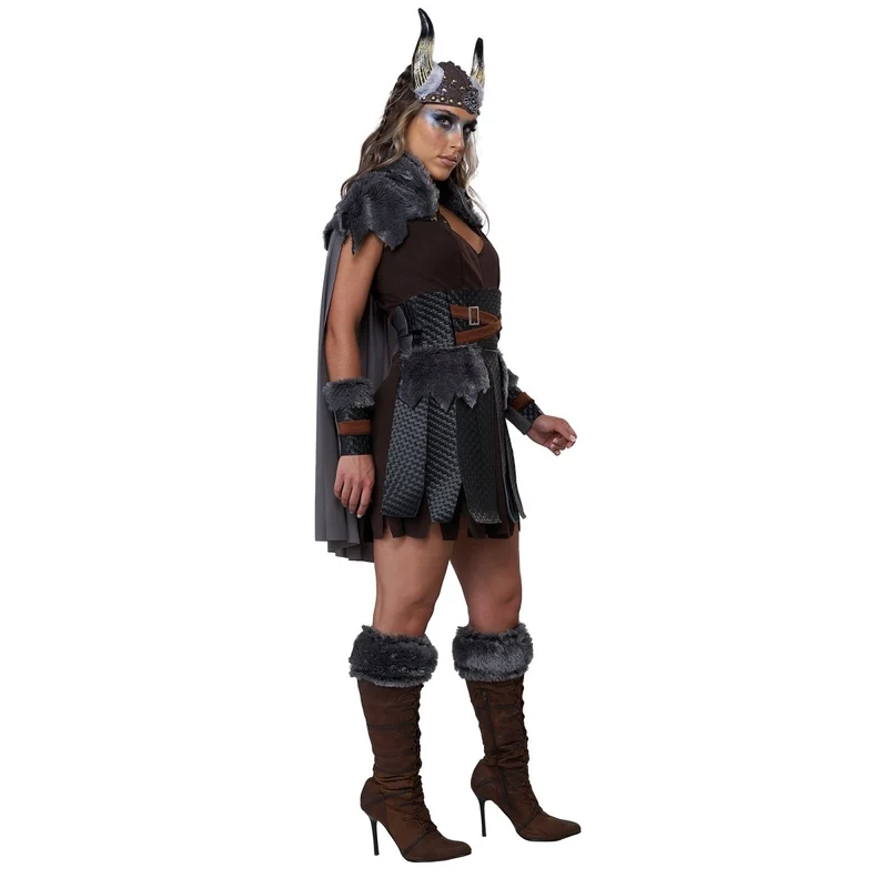 Viking Warrior Costume for Adults, Dress, Cape, Belt with Skirt