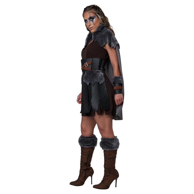 Viking Warrior Costume for Adults, Dress, Cape, Belt with Skirt