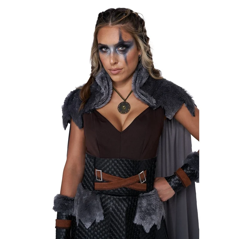 Viking Warrior Costume for Adults, Dress, Cape, Belt with Skirt