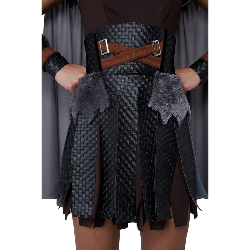Viking Warrior Costume for Adults, Dress, Cape, Belt with Skirt