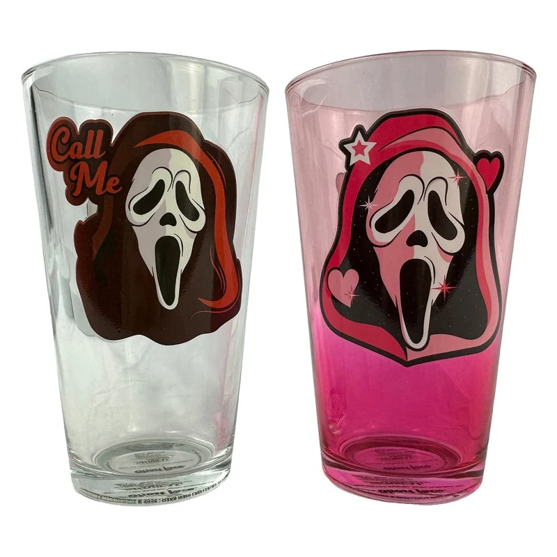 Ghostface Pint Glass, Scream, 16 Oz, 2 Count