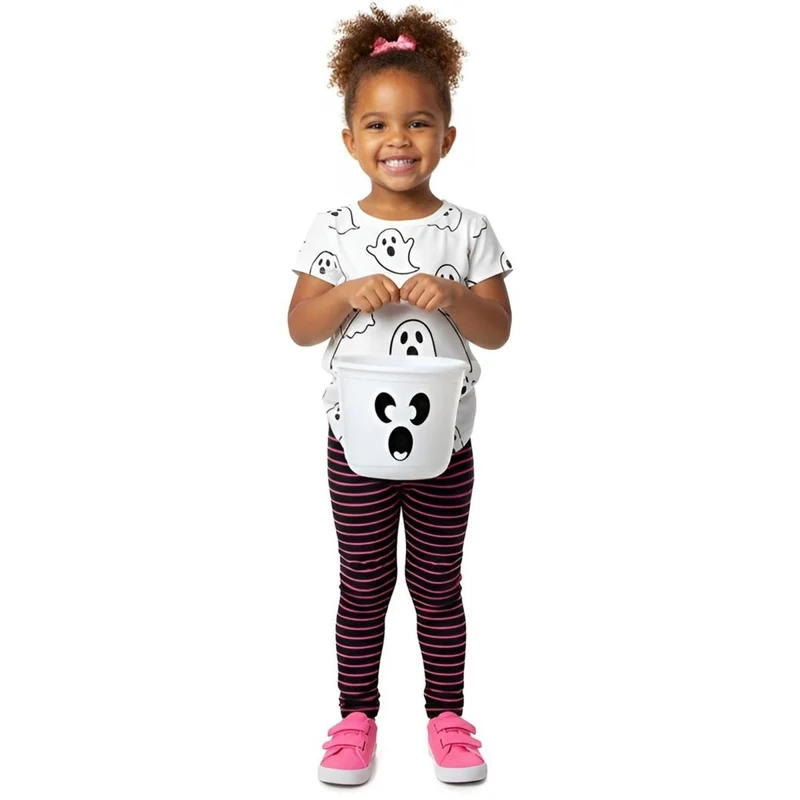 White Glow in the Dark Plastic Ghost Bucket, 1 Count