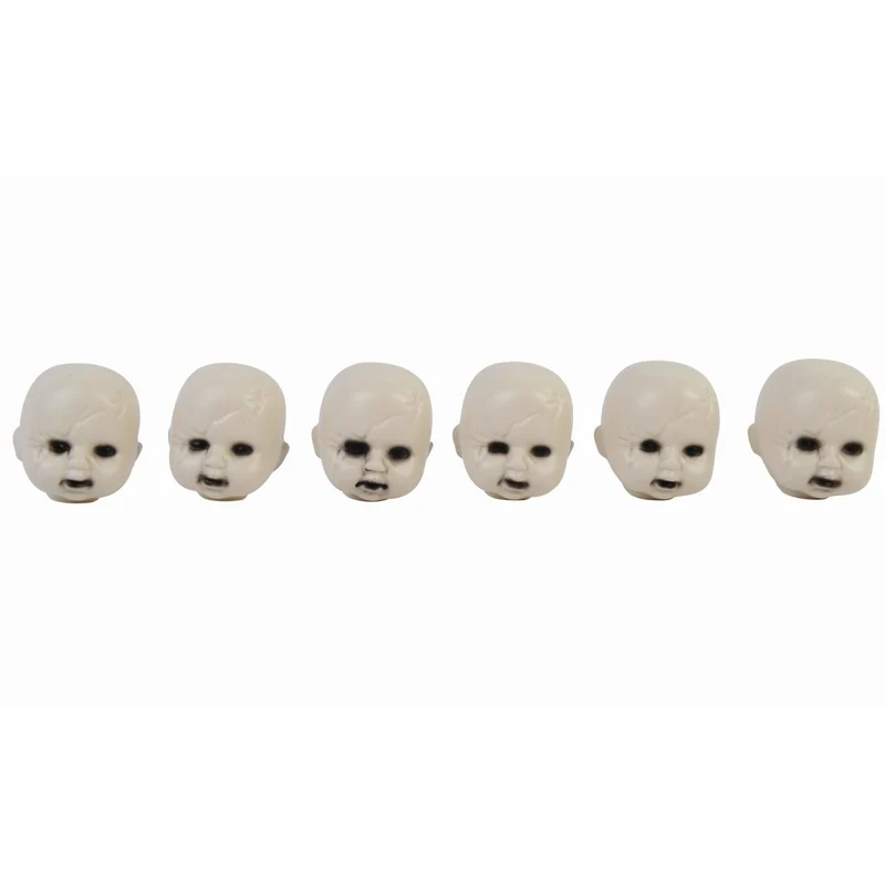 Doll Heads In Mesh Bag, Halloween Decoration, 2.5 Inches, 6 Count