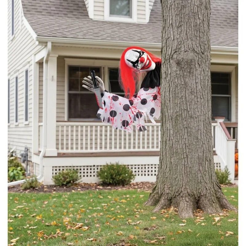 Scary Clown Stalker, Outdoor Halloween Decoration, 1 Count
