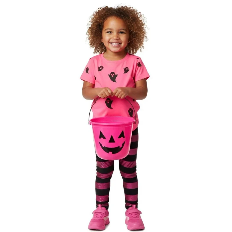 Pink Plastic Pumpkin Bucket, 1 Count