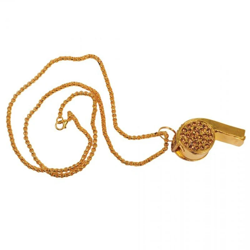 Gold Rhinestone Bling Police Whistle, 1 Count