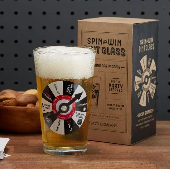 Spin To Win Pint Game Glass-