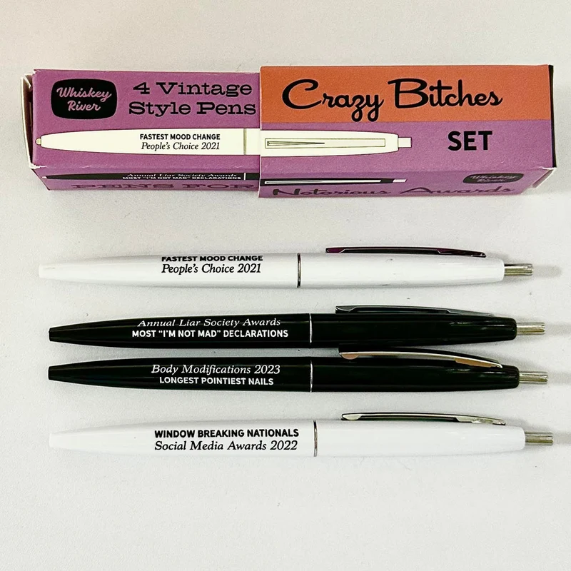 Crazy Bitches Set of 4 Vintage Style Pens-