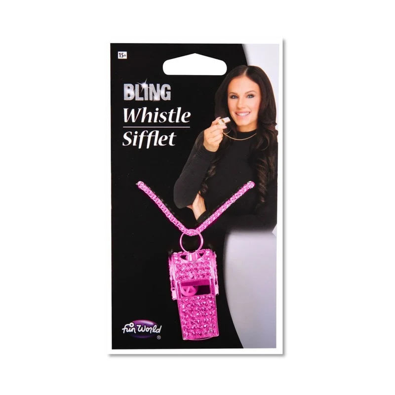 Pink Rhinestone Bling Police Whistle, 1 Count