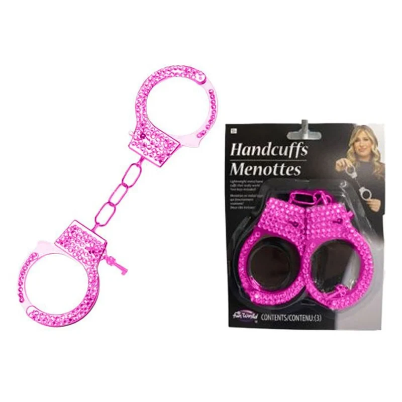 Pink Rhinestone Handcuffs, 1 Count