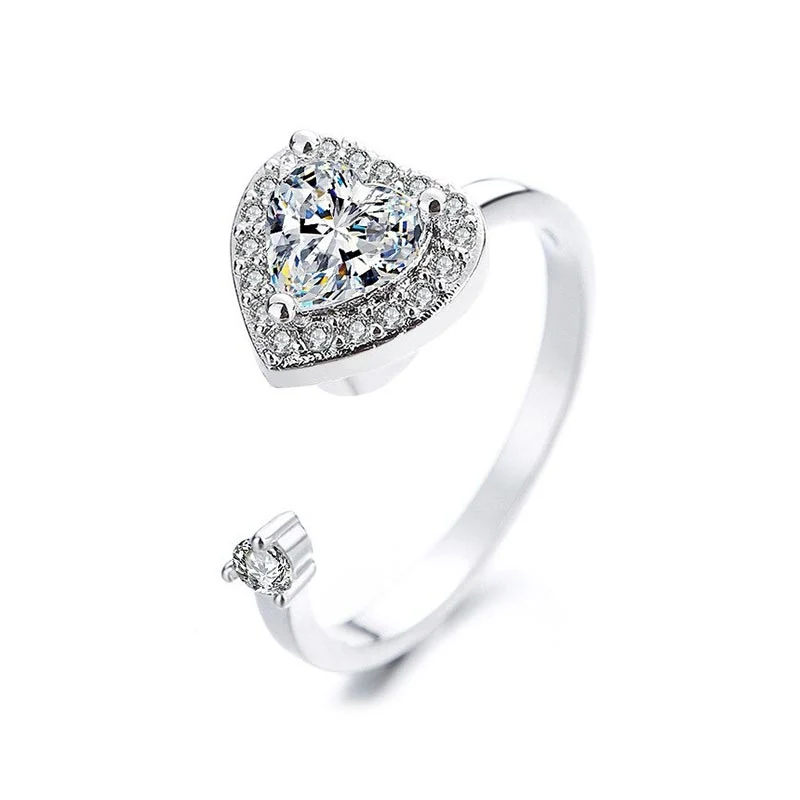 Bague anxiété cœur diamant