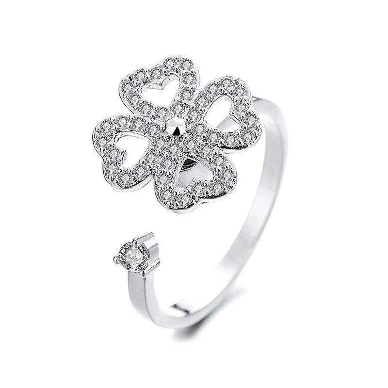 Bague anxiété Trèfle tournant