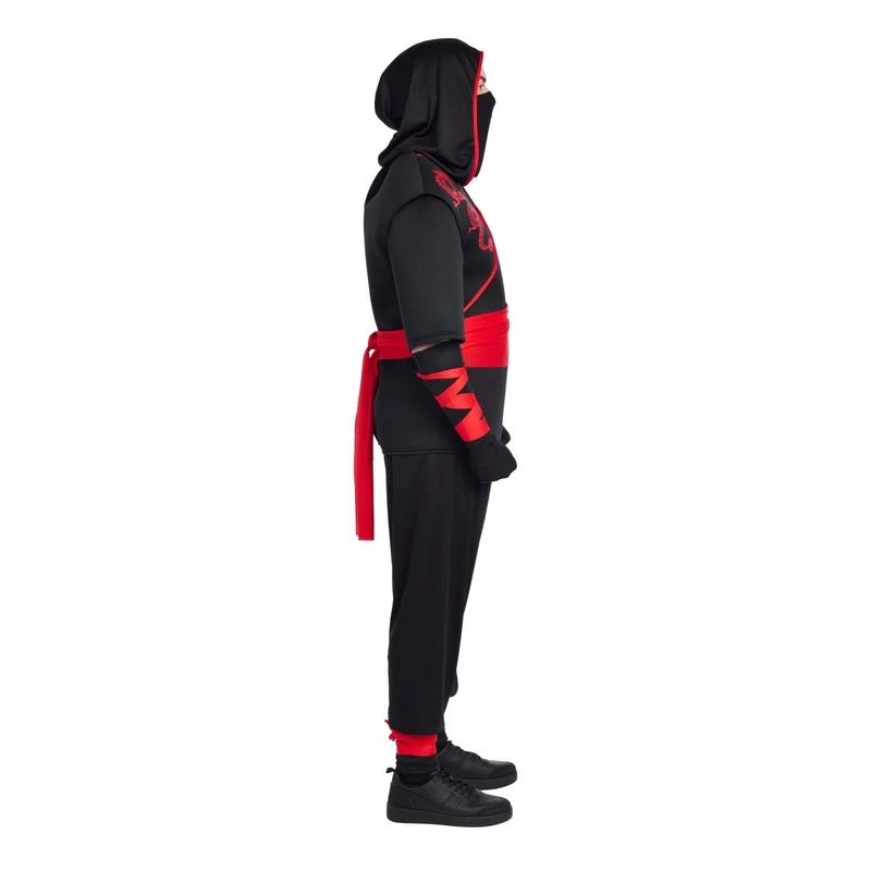 Night Ninja Costume for Adults, Black and Red