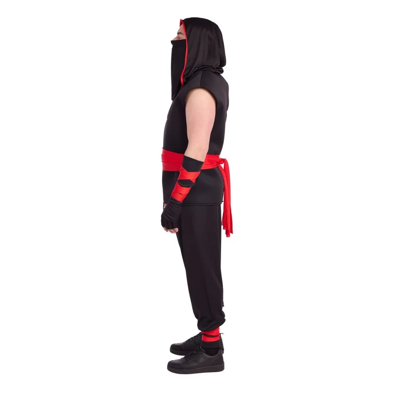 Night Ninja Costume for Adults, Black and Red