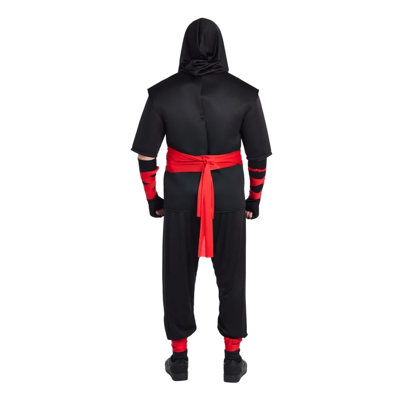 Night Ninja Costume for Adults, Black and Red