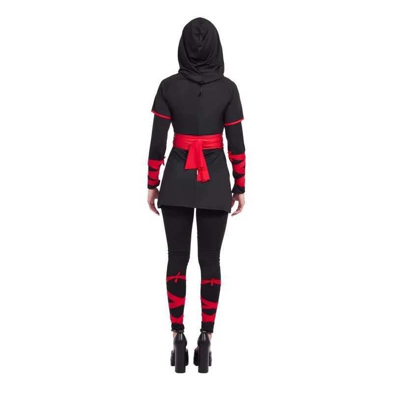 Night Ninja Costume for Adults, Black, Red and Gold