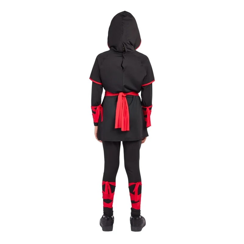 Night Ninja Costume for Kids, Black, Red and Gold