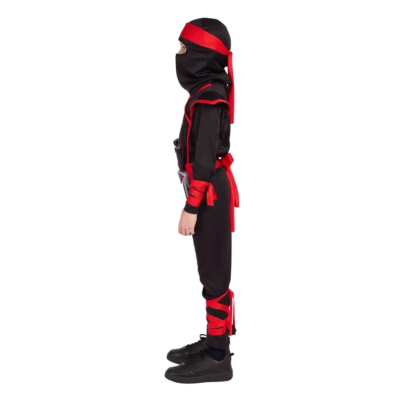 Night Ninja Costume for Kids, Black and Red