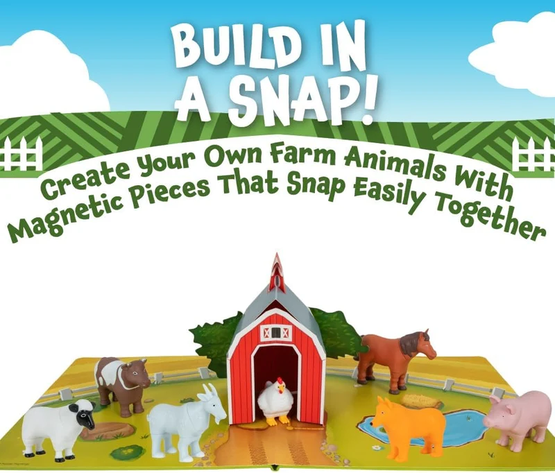 Popular Playthings Magnetic Farm Animal Toy Set 7-Piece with Playmat