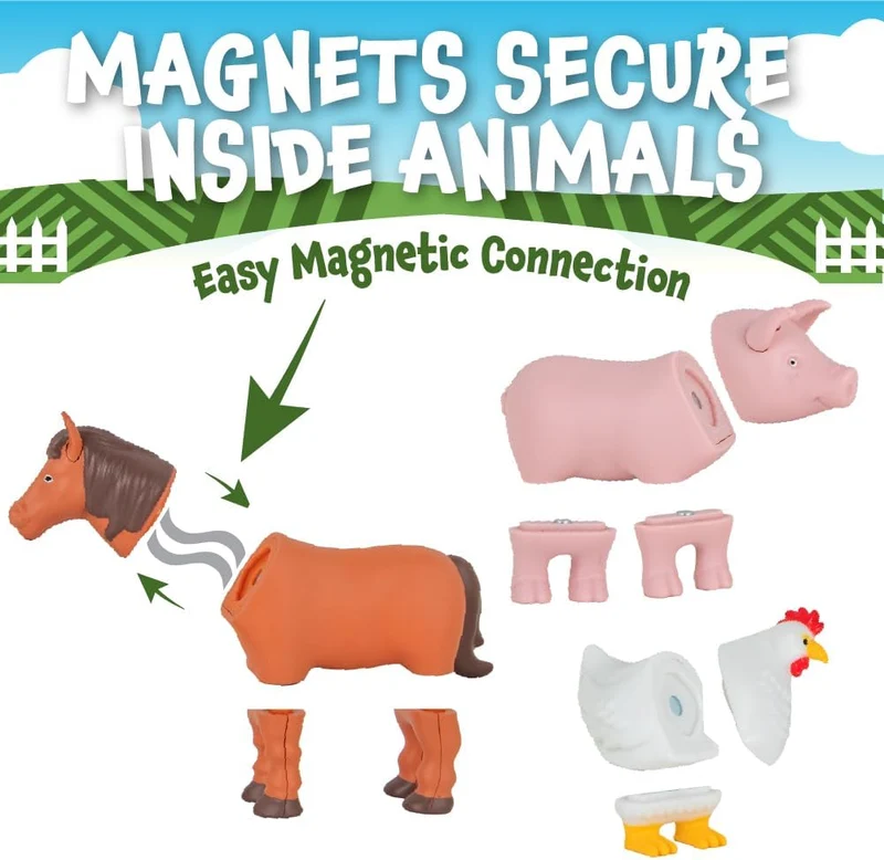 Popular Playthings Magnetic Farm Animal Toy Set 7-Piece with Playmat
