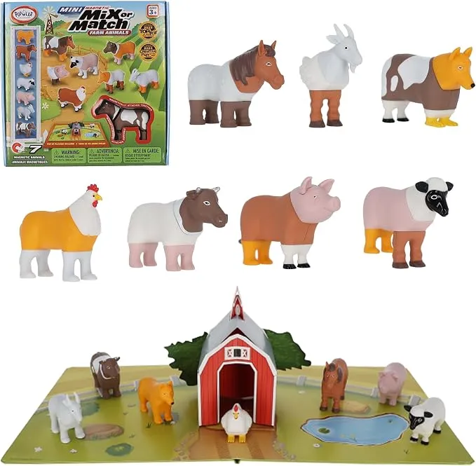 Popular Playthings Magnetic Farm Animal Toy Set 7-Piece with Playmat