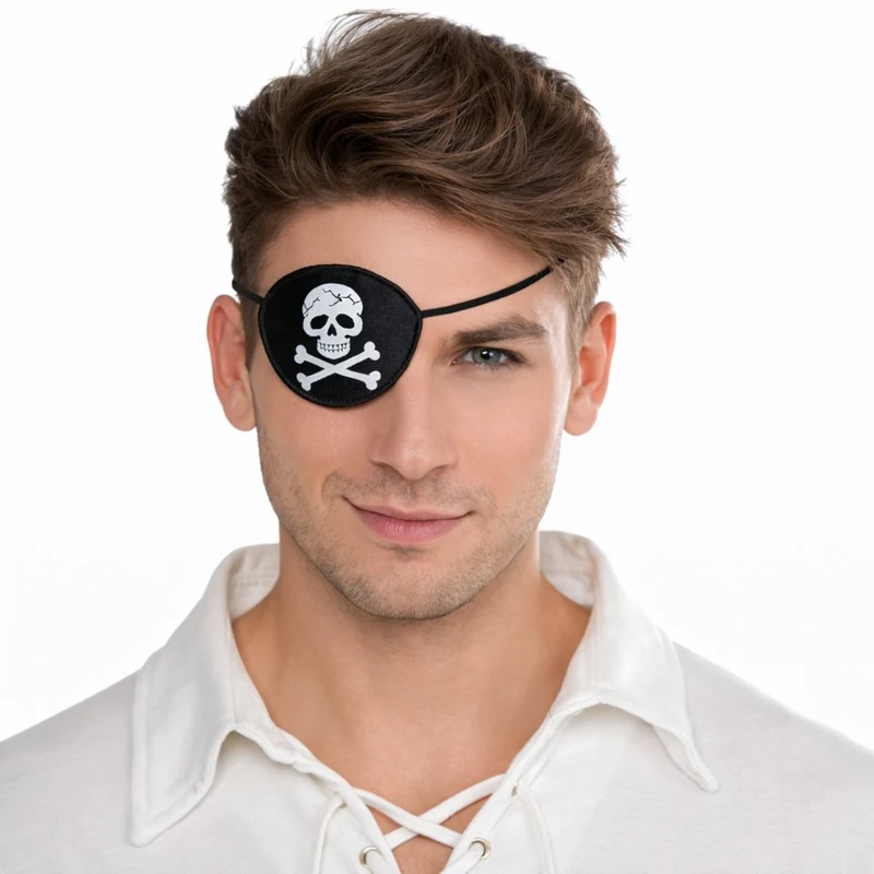 Pirate Black Eye Patch with Skull for Adults
