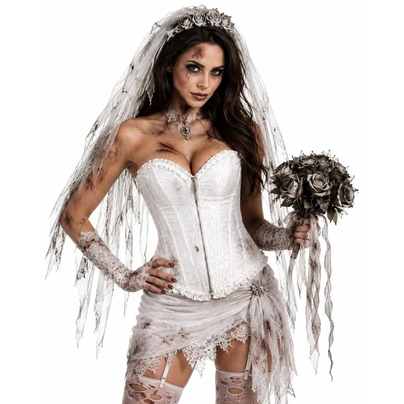 White Printed Deluxe Corset for Adults