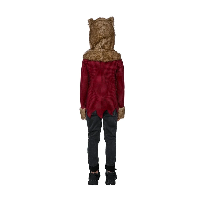 Little Wolf Costume for Kids, Hooded Flannel Shirt with Fur