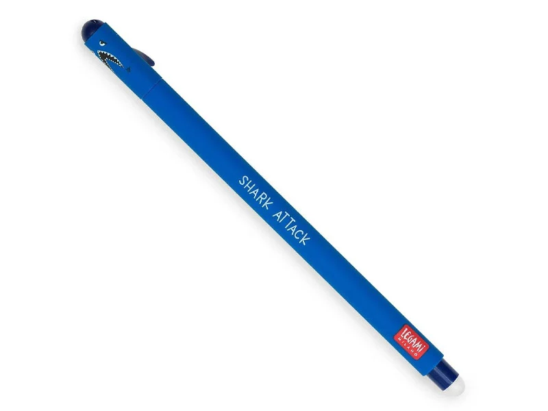 Stylo à encre gel bleue effaçable - Requin