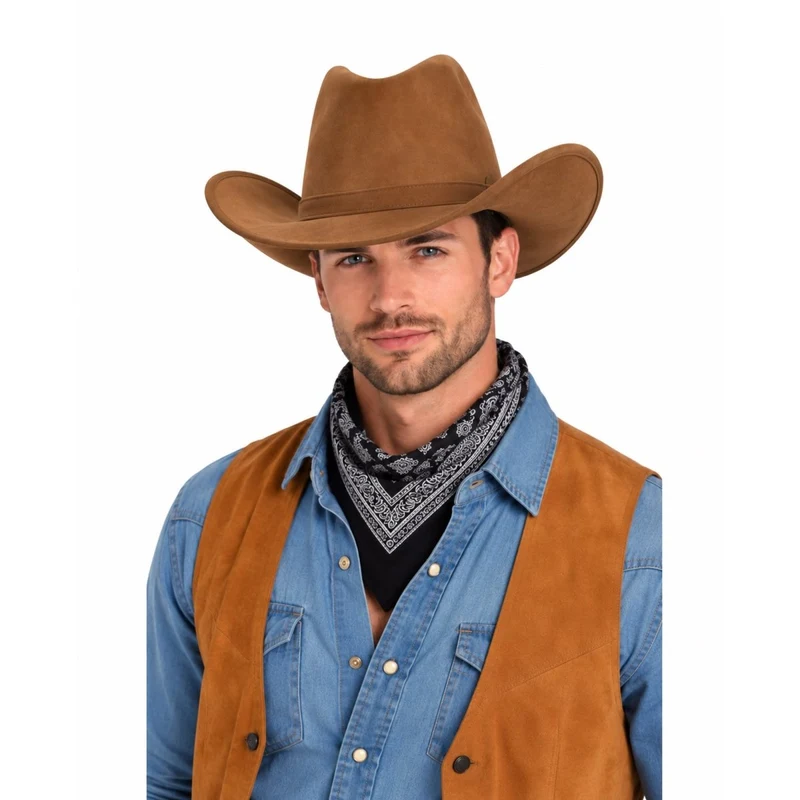 Brown Faux Leather Cowboy Hat for Adults
