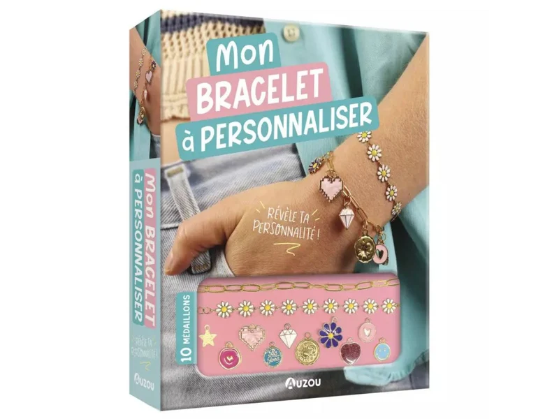 Mon bracelet à personnaliser – Chaîne dorée & 10 médaillons - Auzou