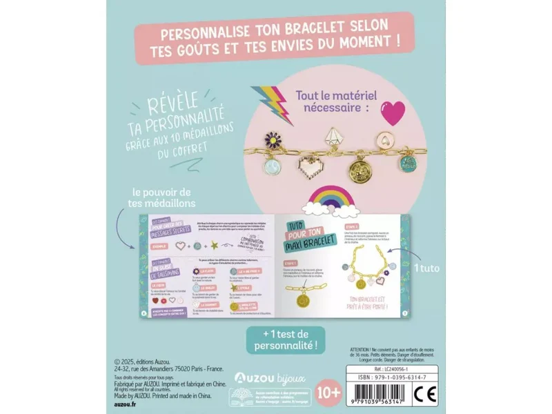 Mon bracelet à personnaliser – Chaîne dorée & 10 médaillons - Auzou