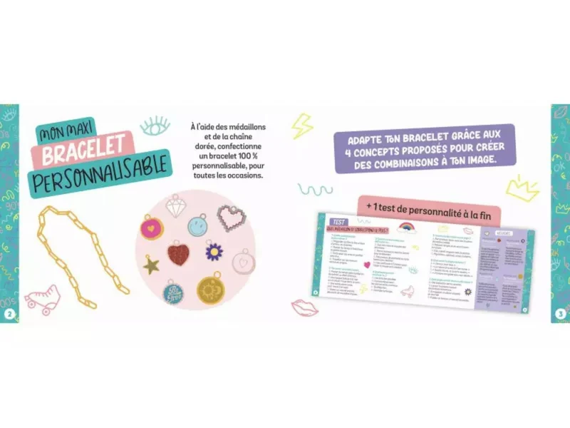 Mon bracelet à personnaliser – Chaîne dorée & 10 médaillons - Auzou