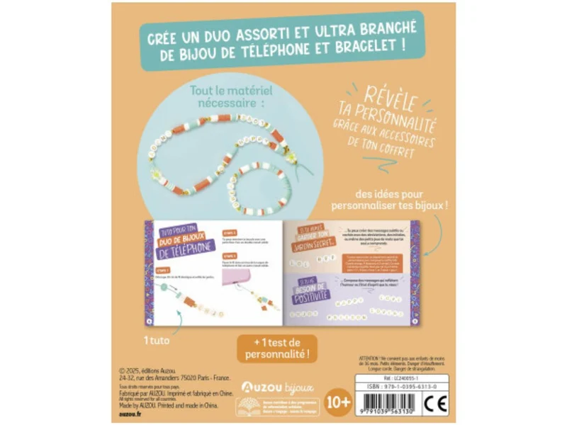 Mon duo de bijoux – Bracelet et bijou de téléphone à customiser - Auzou