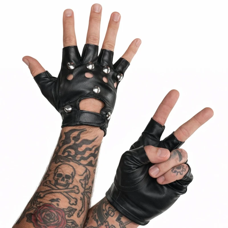 Studded Leather Gloves for Adults