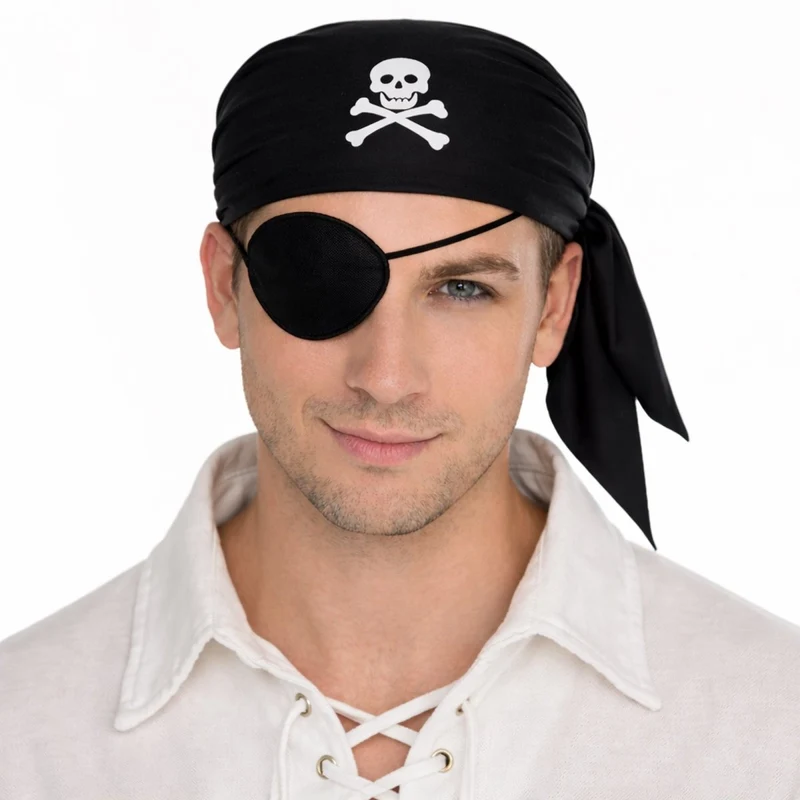 Pirate Black Bandana with Skull for Adults