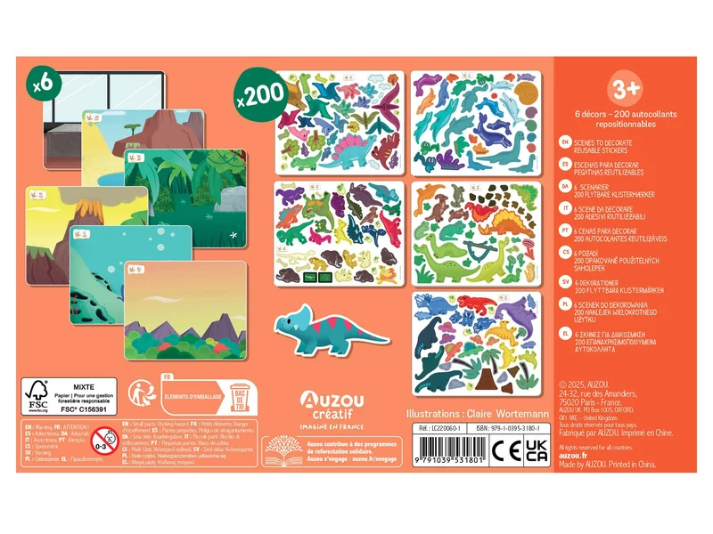 Ma pochette d’artiste – 200 autocollants dinosaures - Auzou